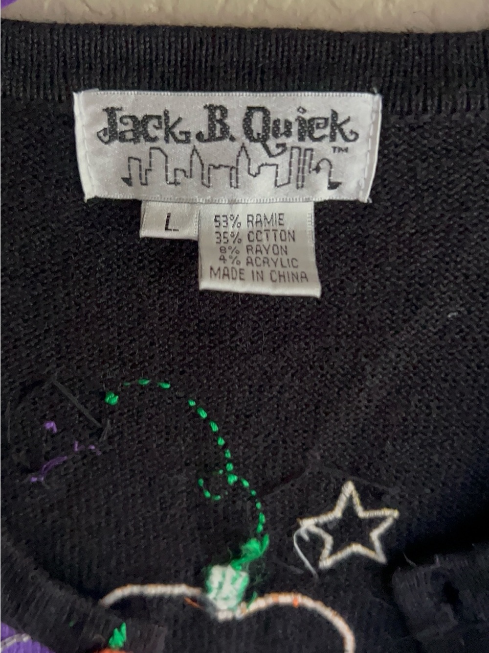 Jack B. Quick Halloween Cardigan Sweater - Black with Ghosts, Spiders, Pumpkins - Picture 5 of 9